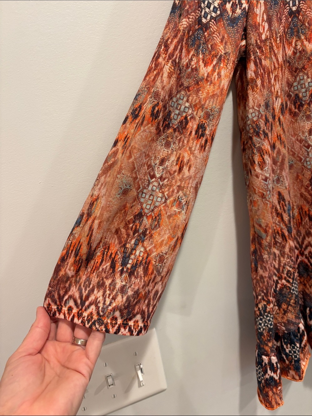 Textured Orange Ikat Scoop-Neck Tunic by Song n Spirit ptp 19 boho - Picture 5 of 8